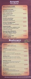 Menù Old House Grill-Antipasti e Hamburgers